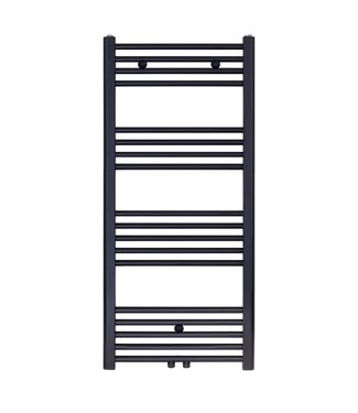 BELRAD Aloni Girne Handdoekradiator 120x50cm Zwart Mat Geborsteld 537 Watt Midden aansluiting