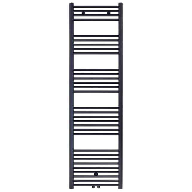 Aloni Handdoekradiator 180x50cm Zwart Mat Geborsteld 821 Watt Midden aansluiting