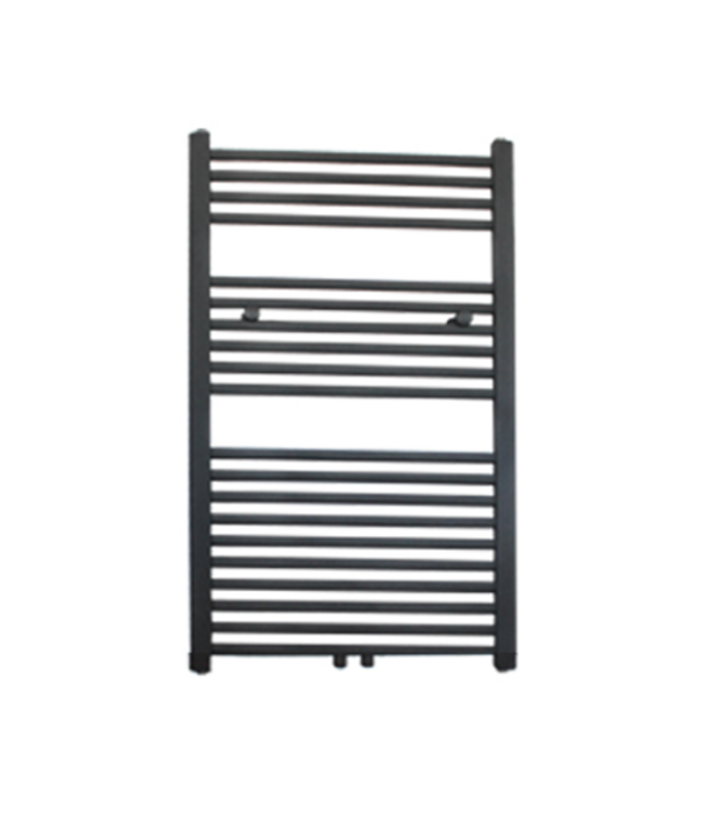 Sanipro Handdoekradiator 120x60cm Lydia Mat Zwart 773Watt Designradiator Mat Zwart - Wit Grafiet Midden aansluiting