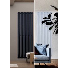 Designradiator Ovaal Verticaal Wit Dubbel 180x59cm 2050Watt Belrad Midden / Hoek aansuiting Omkeerbaar