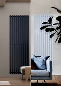 Designradiator Ovaal Verticaal Wit Dubbel 180x47cm 16400Watt Belrad Midden / Hoek aansuiting Omkeerbaar