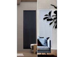 Designradiator Ovaal Verticaal Wit Dubbel 180x47cm 16400Watt Belrad Midden / Hoek aansuiting Omkeerbaar