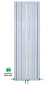 Designradiator Ovaal Verticaal Wit Dubbel 180x47cm 16400Watt Belrad Midden / Hoek aansuiting Omkeerbaar