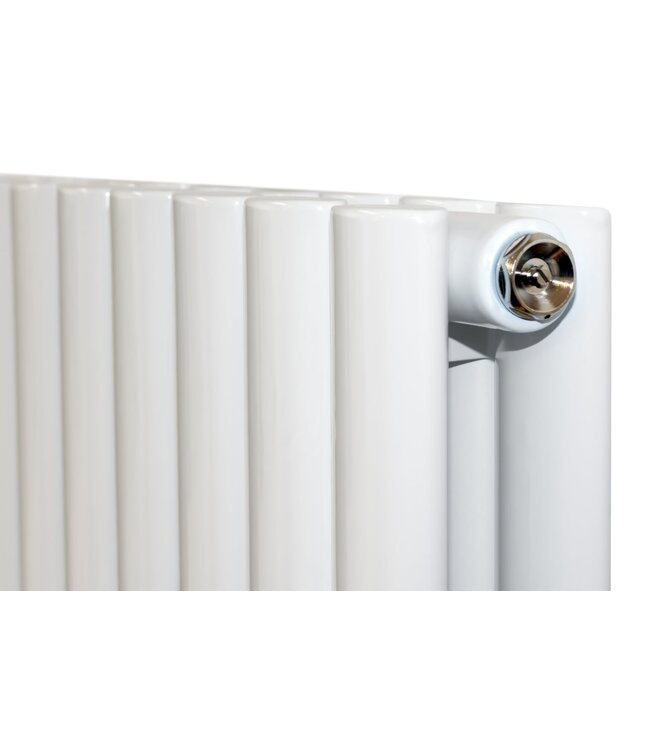 BELRAD Designradiator Ovaal Verticaal Wit Dubbel 180x47cm 16400Watt Belrad Midden / Hoek aansuiting Omkeerbaar