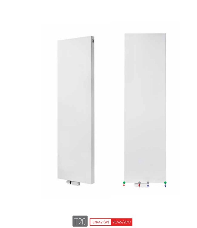 Stelrad Designradiator Vertex Plan Wit 180x70cm 2583 Watt vertikaal Wit T22 Vlak