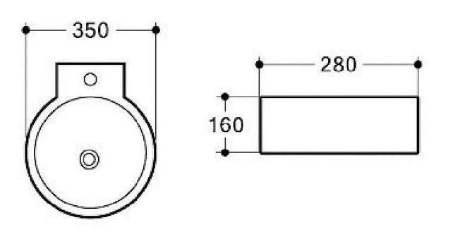 Creavit Toiletfontein Rondo 35x16cm zonder overloop Keramiek