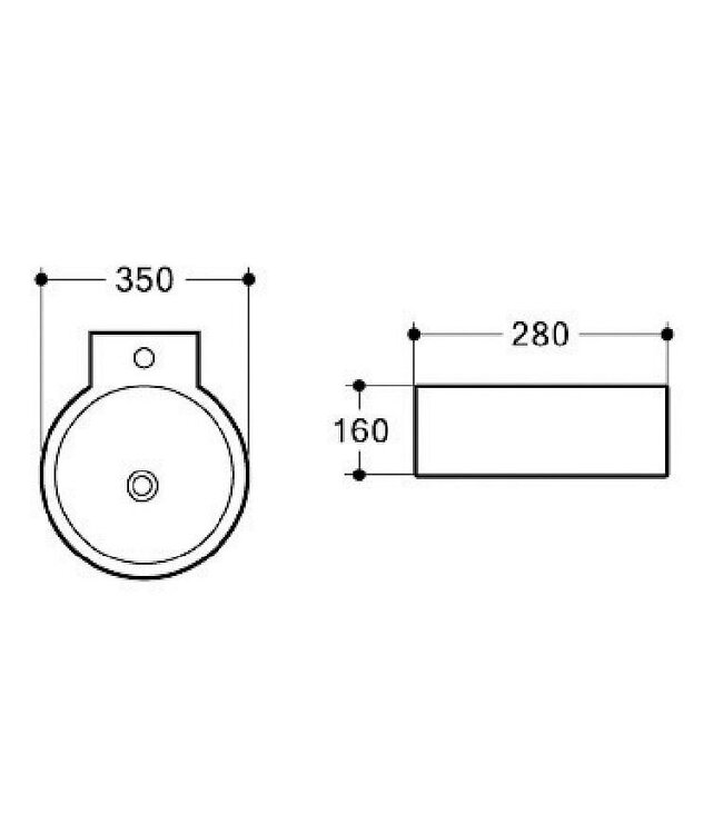 Creavit Toiletfontein Rondo 35x16cm zonder overloop Keramiek