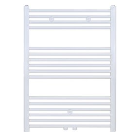 Aloni Girne Designradiator Handdoekradiator 100x60cm 496Watt Glans Wit Midden onderaansluiting