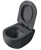 Bidet Toiletset Hangtoilet Mat Zwart Randloos met Creavit GP5003 + Drukplaat + WC bril Softclose Bidet Toiletset Hangtoilet Mat Zwart Randloos met Creavit GP5003 + Drukplaat + WC bril Softclose