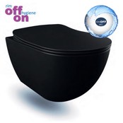 Bidet Toiletset Hangtoilet Mat Zwart Randloos met Creavit GP5003 + Drukplaat + WC bril Softclose Bidet Toiletset Hangtoilet Mat Zwart Randloos met Creavit GP5003 + Drukplaat + WC bril Softclose
