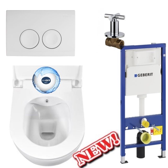 Compleet toiletset Geberit UP100 met Randloos bidet Hangtoilet Creavit Aloni Wit incl. Softclose toiletbril