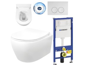 Compleet toiletset Geberit UP100 met Randloos Hangtoilet Creavit Aloni Wit incl. Softclose toiletbril