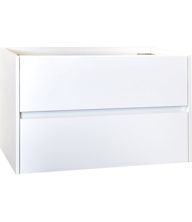 Creavit Aloni Badkamermeubel Hayat 80cm Wit Hoogglans met Mineraal marmer Wastafel 2 lades Greeploos 80x52x46 cm