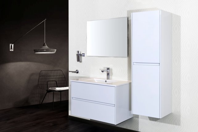 Creavit Aloni Badkamermeubel Hayat 60cm Wit Hoogglans met Mineraal marmer Wastafel 2 lades Greeploos 60x52x46 cm