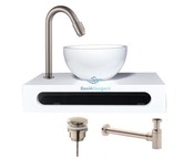 SaniPro PARRO Mini Toilet Fonteinset met Handdoekhouder Solidsurface waskom Zwarte Kraan met draaiknop Pushup en Sifon 40x22x8cm