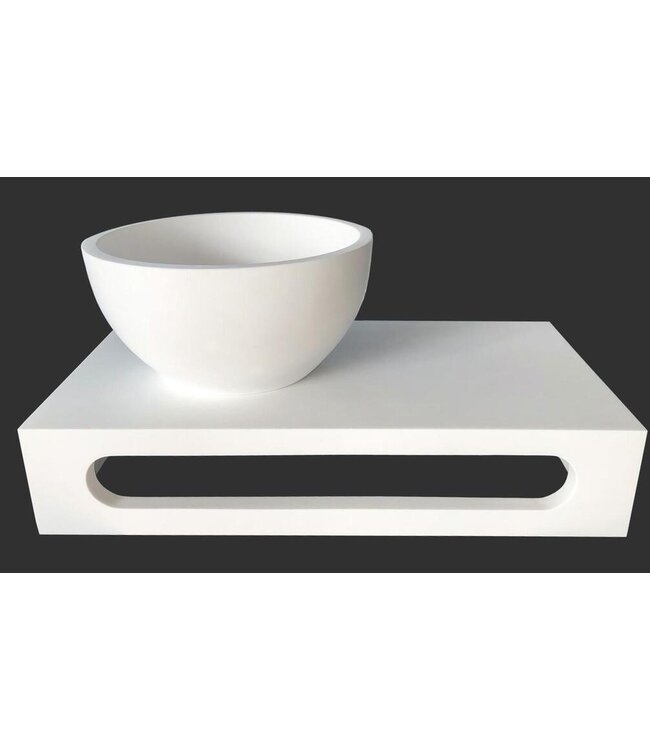 SaniPro PARRO Mini Toilet Fonteinset met Handdoekhouder Solidsurface waskom Zwarte Kraan met draaiknop Pushup en Sifon 40x22x8cm