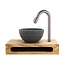 Parro Mini Toilet Fonteinset met Handdoekhouder RVS Kraan Sifon en Push-UP Waskom Natuursteen