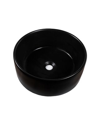 SaniPro Salerno Waskom Mat Zwart Opbouw Rond 40x40x15cm Keramiek zonder overloop