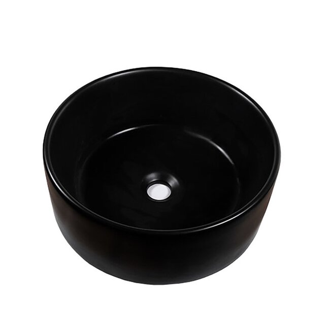 SaniPro Salerno Waskom Mat Zwart Opbouw Rond 40x40x15cm Keramiek zonder overloop