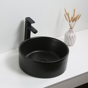 SaniPro Salerno Waskom Mat Zwart Opbouw Rond 40x40x15cm Keramiek zonder overloop