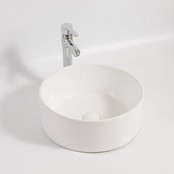 Waskom Salerno 40x40x15cm Glans Wit Rond Opbouw Keramiek