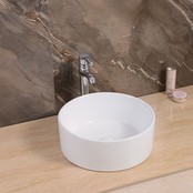 Waskom Salerno 40x40x15cm Glans Wit Rond Opbouw Keramiek