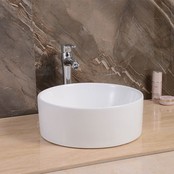 Waskom Salerno 40x40x15cm Glans Wit Rond Opbouw Keramiek