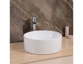 Waskom Salerno 40x40x15cm Glans Wit Rond Opbouw Keramiek