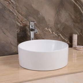 Waskom Salerno 40x40x15cm Glans Wit Rond Opbouw Keramiek