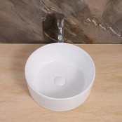 Waskom Salerno 40x40x15cm Glans Wit Rond Opbouw Keramiek