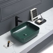 Waskom Minerva Mat Jade Groen 50x39x13cm vierkant keramiek incl. bijpassend click-waste Waskom Minerva Mat Jade Groen 50x39x13cm vierkant keramiek incl. bijpassend click-waste