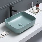 Waskom Minerva Mat Jade Groen 50x39x13cm vierkant keramiek incl. bijpassend click-waste Waskom Minerva Mat Jade Groen 50x39x13cm vierkant keramiek incl. bijpassend click-waste