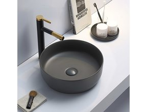 Waskom minerva mat antraciet rond 39x12cm keramiek incl bijpassend click waste