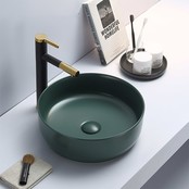Waskom minerva mat antraciet rond 39x12cm keramiek incl bijpassend click waste Waskom minerva mat antraciet rond 39x12cm keramiek incl bijpassend click waste
