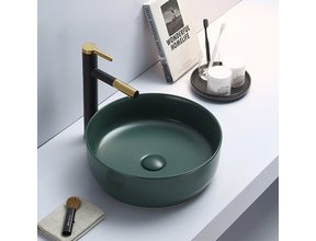 Waskom Mat Jade Groen rond 39x12cm keramiek incl. bijpassend click-waste