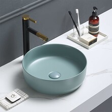 Waskom Minerva Mat Fjord Groen rond 39x12cm keramiek incl bijpassend click waste