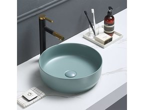 Waskom Minerva Mat Fjord Groen rond 39x12cm keramiek incl bijpassend click waste