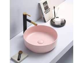 Waskom Minerva Mat Pastel Roze rond 39x12cm keramiek incl bijpassend click waste