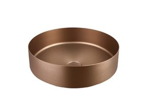 RVS Waskom Victoria Brons Geborsteld Rond 40x12,5cm Staal incl bijpassend click waste