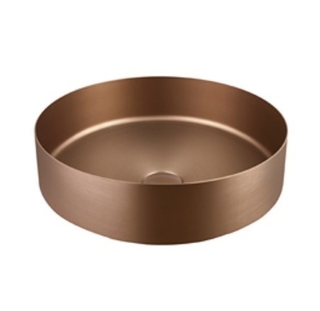 RVS Waskom Victoria Brons Geborsteld Rond 40x12,5cm Staal incl bijpassend click waste RVS Waskom Victoria Brons Geborsteld Rond 40x12,5cm Staal incl bijpassend click waste