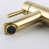 Wastafelkraan Hoog Geborsteld Goud Opbouw Mengkraan Rond  1 Greeps Wastafelkraan Hoog Geborsteld Goud Opbouw Mengkraan Rond  1 Greeps