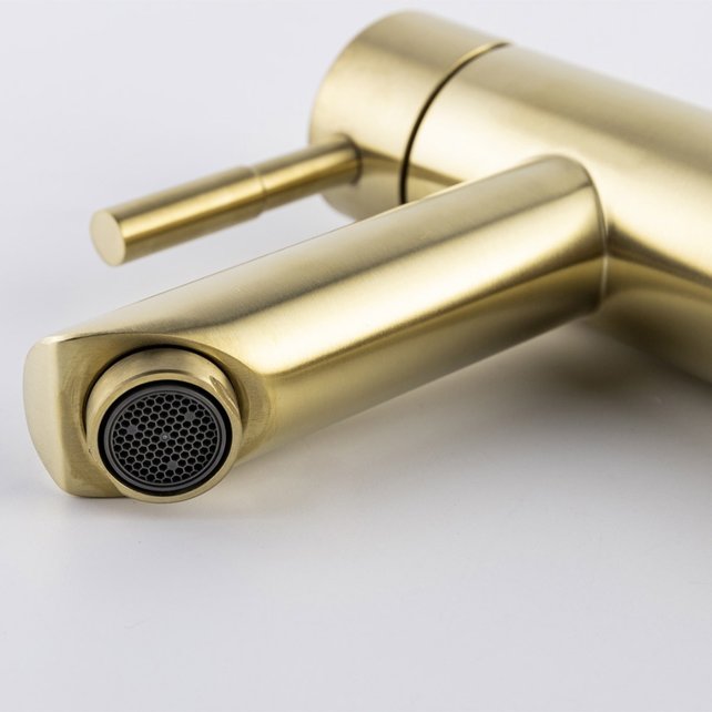 Wastafelkraan Hoog Geborsteld Goud Opbouw Mengkraan Rond  1 Greeps Wastafelkraan Hoog Geborsteld Goud Opbouw Mengkraan Rond  1 Greeps