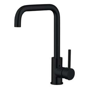 SaniPro Keukenkraan Donna Lux Mengkraan Rond Mat Zwart 1 Greeps Draaibaar Uitloop