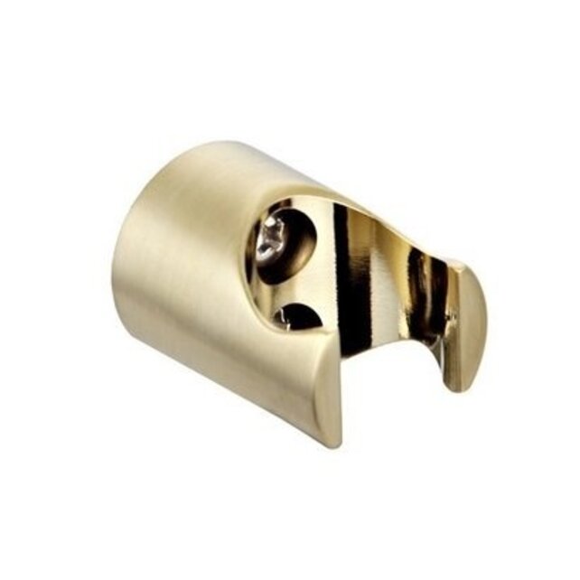 Badkraan Set Geborsteld Goud 15cm Hartafstand Thermostatisch Opbouw Rond Goud 2 Greeps Onderuitloop met Handdouche Set