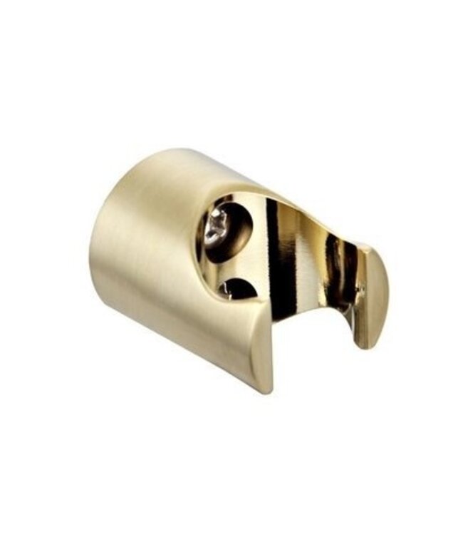Badkraan Set Geborsteld Goud 15cm Hartafstand Thermostatisch Opbouw Rond Goud 2 Greeps Onderuitloop met Handdouche Set