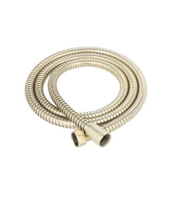 Badkraan Set Geborsteld Goud 15cm Hartafstand Thermostatisch Opbouw Rond Goud 2 Greeps Onderuitloop met Handdouche Set