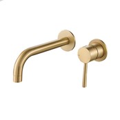 Wastafelkraan Inbouw Gold Mengkraan Rond Geborsteld Goud 1 Greeps 19cm Uitloop Wastafelkraan Inbouw Gold Mengkraan Rond Geborsteld Goud 1 Greeps 19cm Uitloop