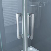 SaniPro Douchecabine Renata 80x80x200cm Kwartrond Schuifdeur Nano Hoekinstap Helder Glas Chroom Profiel 6mm Veiligheidsglas