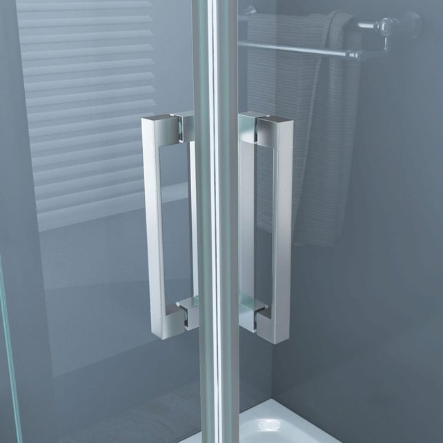 SaniPro Douchecabine Renata 80x80x200cm Kwartrond Schuifdeur Nano Hoekinstap Helder Glas Chroom Profiel 6mm Veiligheidsglas