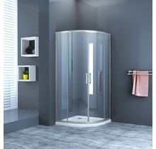 Douchecabine James Kwartrond 90x90x200cm 6mm Veiligheidsglas Hoekinstap Schuifdeur Helder Glas Chroom Profiel Nano-coating easy clean